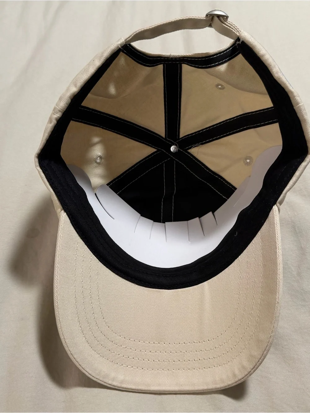Beige Embroidered Baseball Cap - 